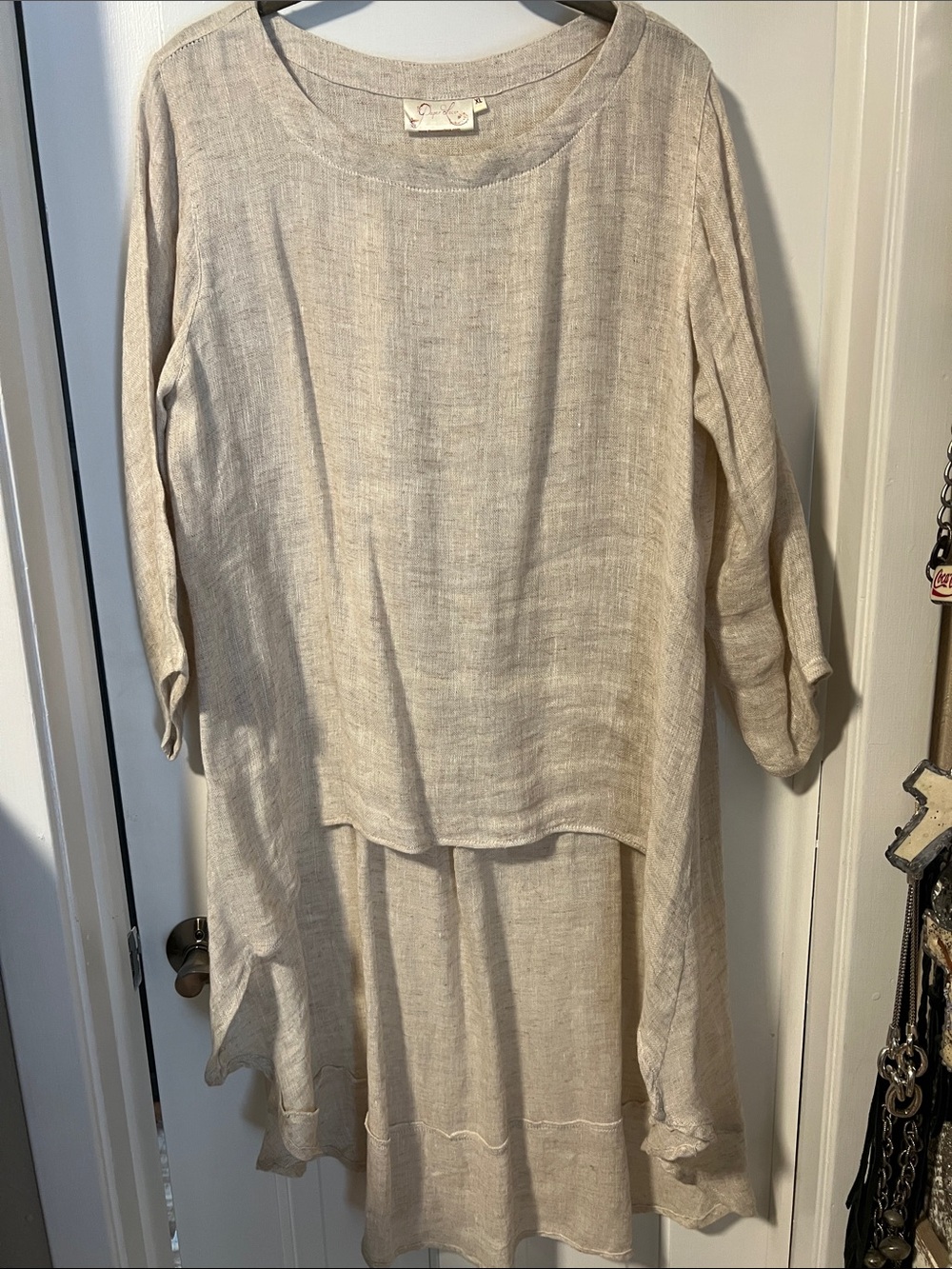 Light Beige Linen Tunic Dress - Unbranded